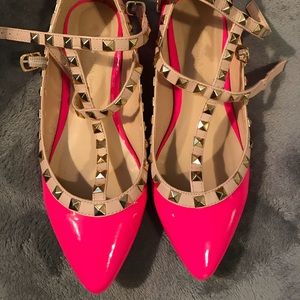 Hot Pink Studded Flats 💖